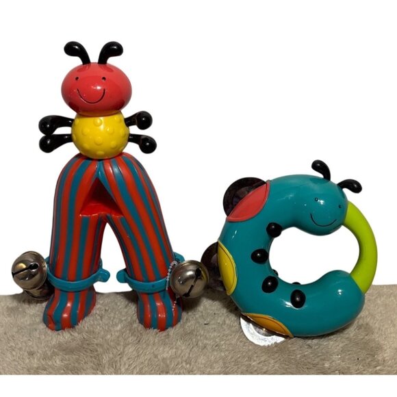 Parents Battat Bug Bells Baby Rattle Set Caterpillar Ladybug Bright Easy To Hold - Picture 1 of 7